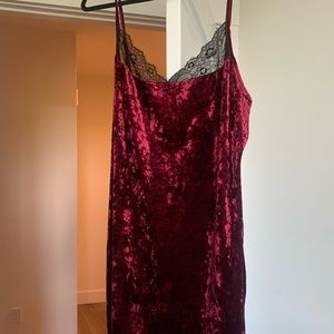 SheIn Red Spaghetti Strap Dress with Black Mesh Material